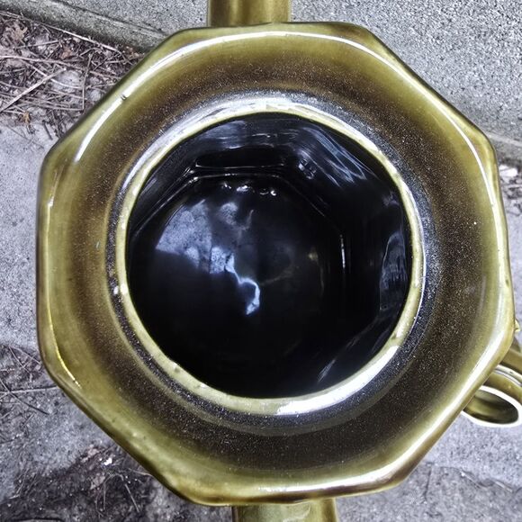 Vintage Georges Briard Pfaltzgraff Green Coffee Pot Carafe w/ Lid 13"x9"x6.5" - Picture 6 of 7